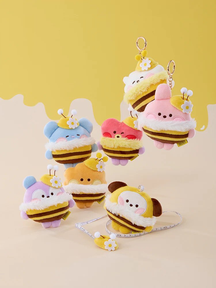 1779299357747_image.jpg Minini Measuring Tape Plush Keyring Honey Bee
